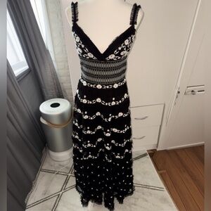 NWT $698 MAC DUGGAL EMBROIDERED LACE COTTON RUFFLE TIERED DRESS 8001